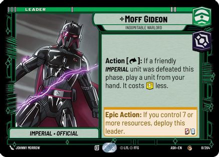 Moff Gideon - Indomitable Warlord (8/264) [Ashes of the Empire] Star Wars: Unlimited Single Disney