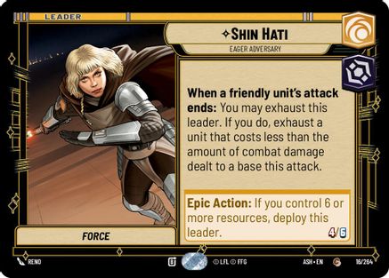 Shin Hati - Eager Adversary (16/264) [Ashes of the Empire] Star Wars: Unlimited Single Disney