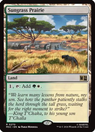 Sungrass Prairie (Surge Foil) (MSC-270) [Commander: Marvel Super Heroes] Foil MTG Single Wizards of the Coast