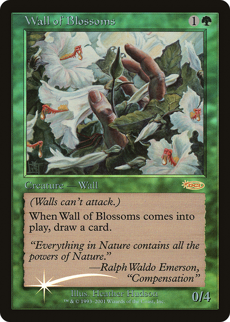 Wall of Blossoms (FNM-) [Misc] Friday Night Magic 2002 Foil MTG Single Wizards of the Coast