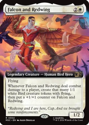 Falcon and Redwing (MSC-304) [Commander: Marvel Super Heroes] Foil MTG Single Wizards of the Coast