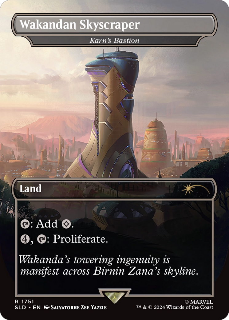 Wakandan Skyscraper - Karn's Bastion (SLD-1751) [Secret Lair] Drop (Borderless) MTG Single Wizards of the Coast
