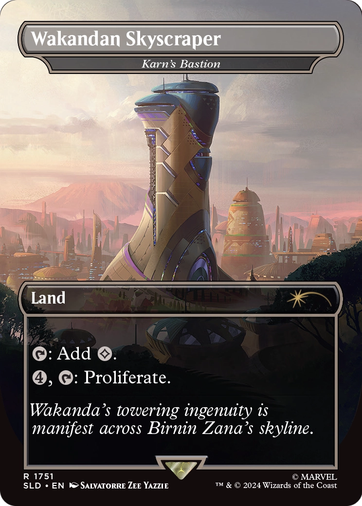 Wakandan Skyscraper - Karn's Bastion (SLD-1751) [Secret Lair] Drop (Borderless) Foil MTG Single Wizards of the Coast