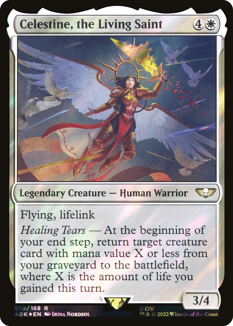 Celestine, the Living Saint (Surge Foil) (40K-010) [Warhammer 40,000 Commander] Foil MTG Single Wizards of the Coast