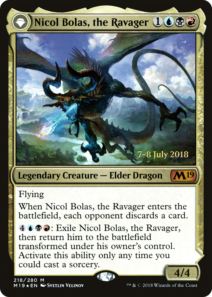 Nicol Bolas, the Ravager // Nicol Bolas, the Arisen [Core Set 2019 Prerelease Promos] MTG Single Magic: The Gathering