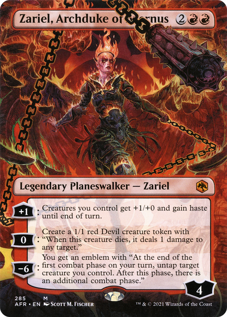 Zariel, Archduke of Avernus (AFR-285) [Adventures in the Forgotten Realms] (Borderless) Foil MTG Single Wizards of the Coast