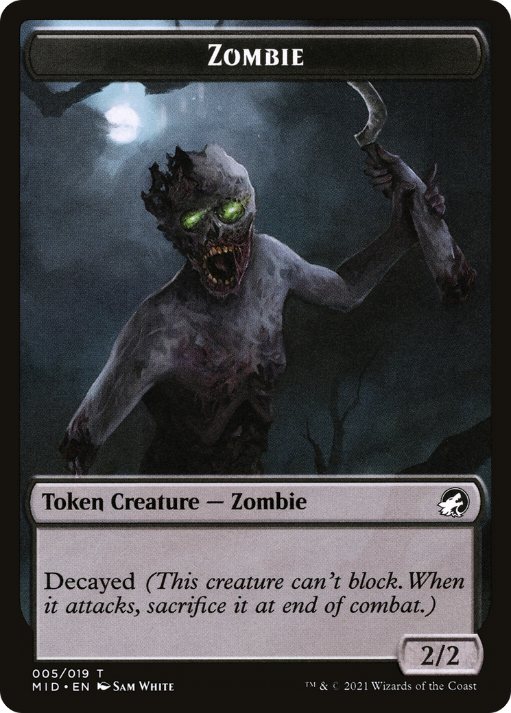 Zombie (TMID-005) [Tokens] Innistrad: Midnight Hunt Tokens Foil MTG Single Wizards of the Coast