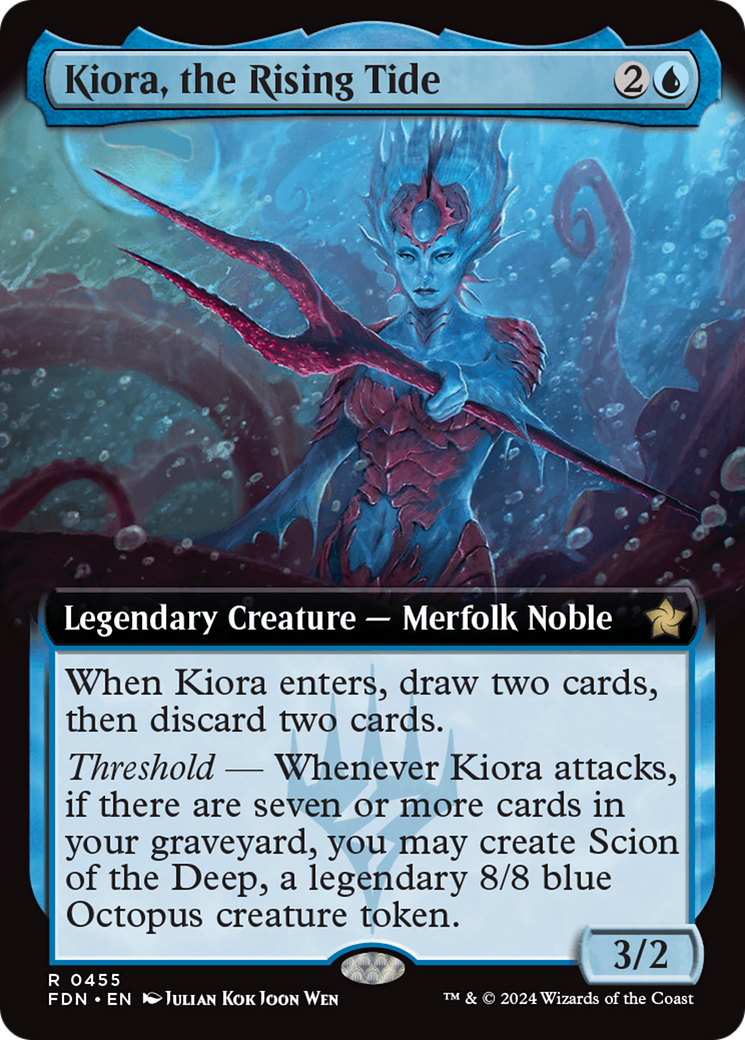 Kiora, the Rising Tide (FDN-455) [Foundations] (Extended Art) MTG Single Wizards of the Coast