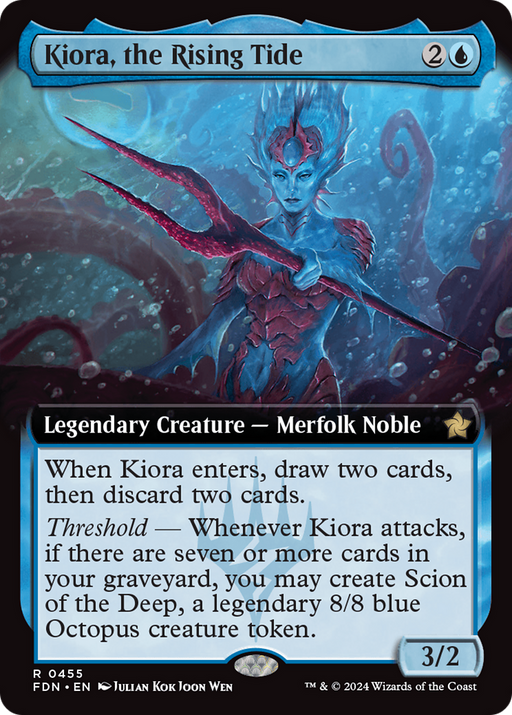 Kiora, the Rising Tide (FDN-455) [Foundations] (Extended Art) MTG Single Wizards of the Coast