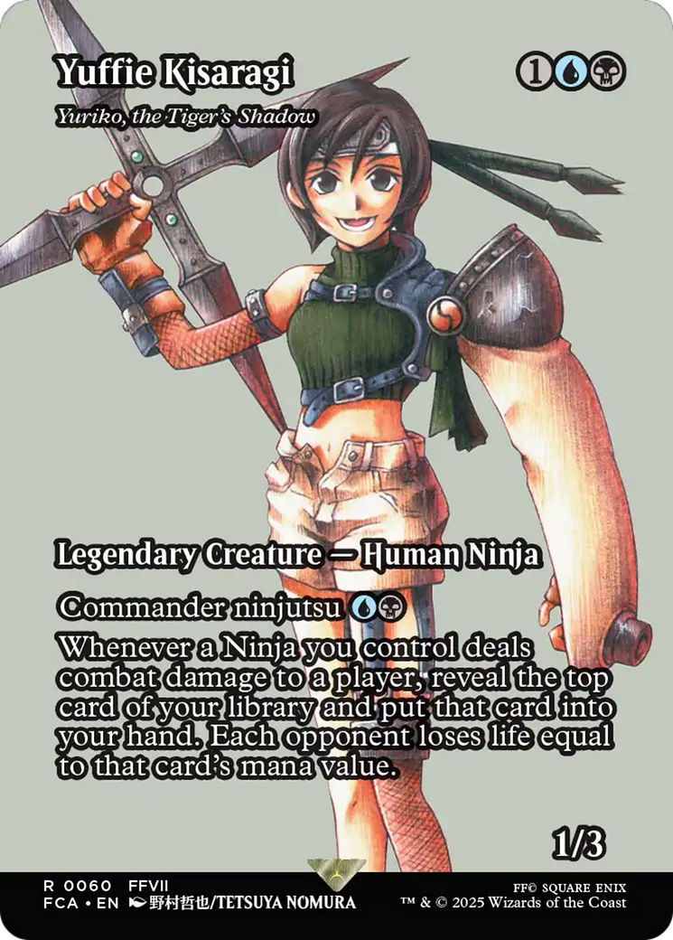 Yuffie Kisaragi - Yuriko, the Tiger's Shadow (Showcase) (FCA-060) [FINAL FANTASY: Through the Ages] / Yuffie Kisaragi (Borderless) Foil MTG Single Wizards of the Coast