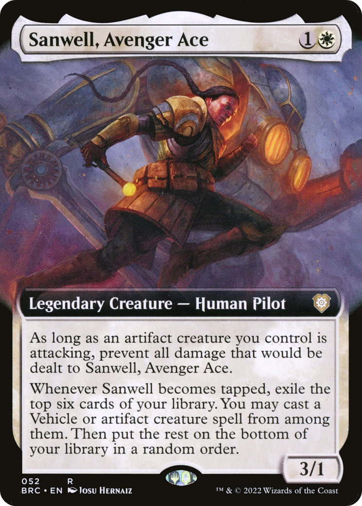 Sanwell, Avenger Ace (BRC-052) [The Brothers' War Commander] (Extended Art) MTG Single Wizards of the Coast