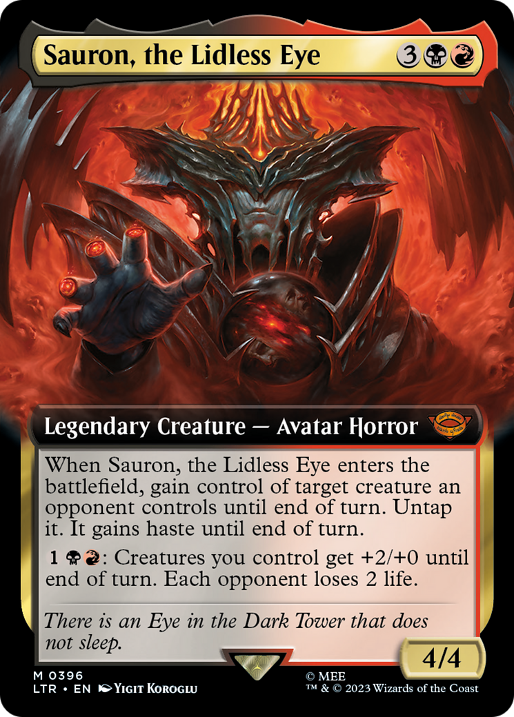 Sauron, the Lidless Eye (LTR-396) [The Lord of the Rings: Tales of Middle-earth] (Extended Art) MTG Single Wizards of the Coast