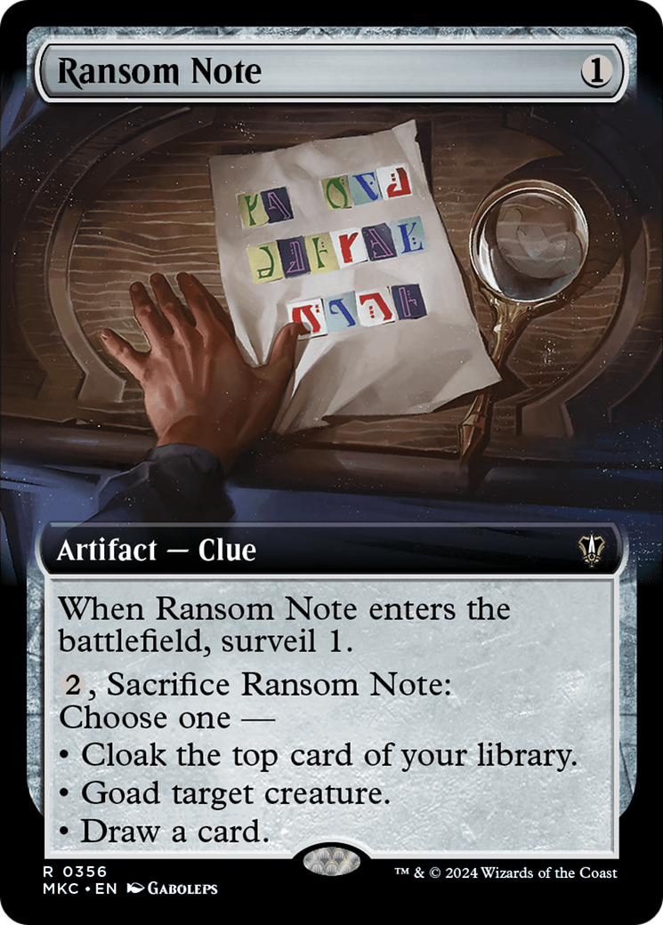 Ransom Note (0356) (MKC-356) [Murders at Karlov Manor Commander] (Extended Art) MTG Single Wizards of the Coast