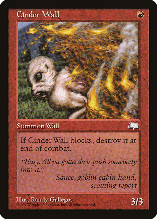 Cinder Wall (WTH-) [Weatherlight] MTG Single Wizards of the Coast
