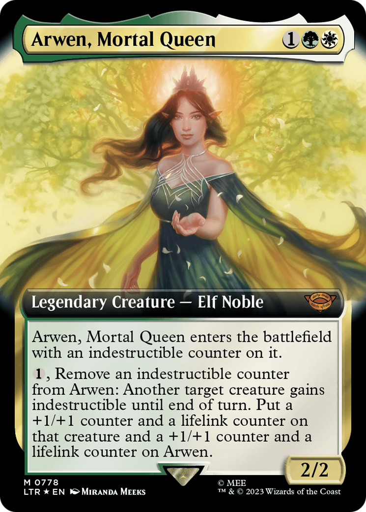 Arwen, Mortal Queen (Surge Foil) (LTR-778) [The Lord of the Rings: Tales of Middle-earth] (Extended Art) Foil MTG Single Wizards of the Coast