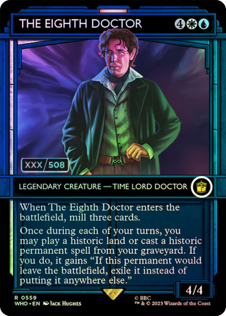 The Eighth Doctor (Serial Numbered) (WHO-559) [Doctor Who] (Showcase) (Borderless) Foil MTG Single Wizards of the Coast
