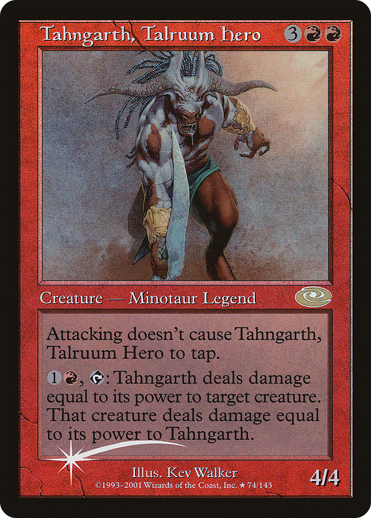 Tahngarth, Talruum Hero (Alt. Art Foil) (PLS-074) [Planeshift] Foil MTG Single Wizards of the Coast