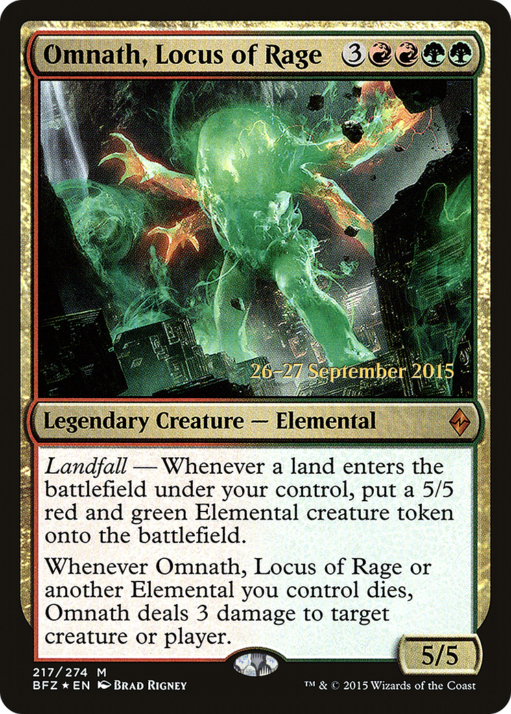 Omnath, Locus of Rage (PRE-217) [Battle for Zendikar Promos] Foil MTG Single Wizards of the Coast