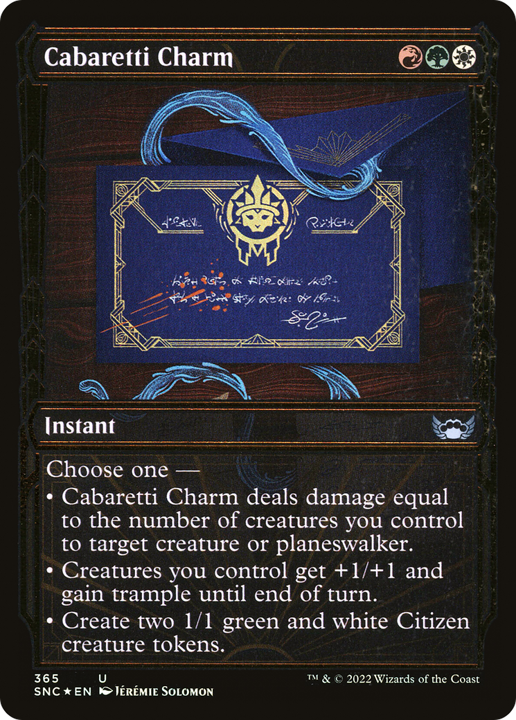 Cabaretti Charm (Gilded Foil) (SNC-365) [Streets of New Capenna] (Showcase) Foil MTG Single Wizards of the Coast
