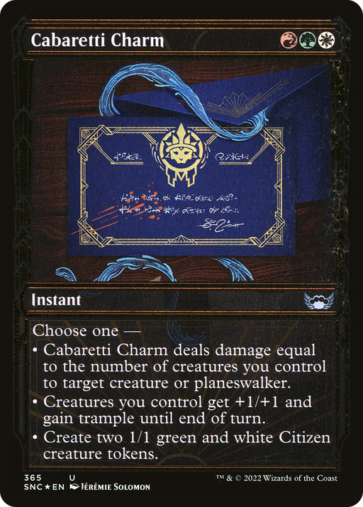 Cabaretti Charm (Gilded Foil) (SNC-365) [Streets of New Capenna] (Showcase) Foil MTG Single Wizards of the Coast