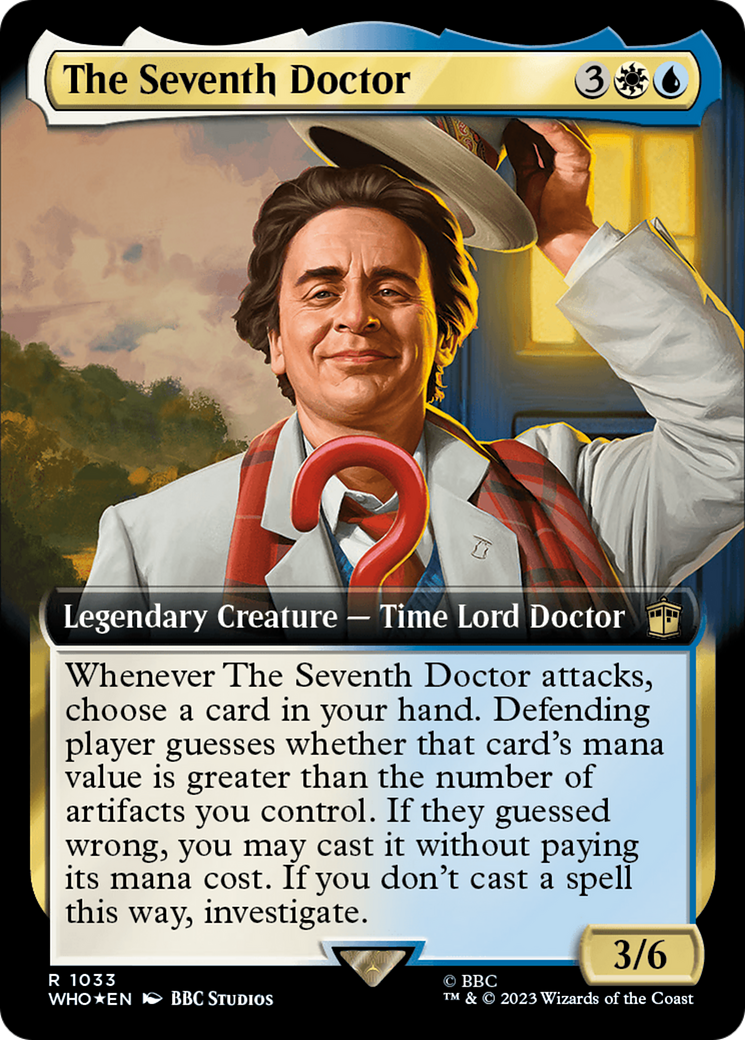 The Seventh Doctor (Surge Foil) (WHO-1033) [Doctor Who] (Extended Art) Foil MTG Single Wizards of the Coast