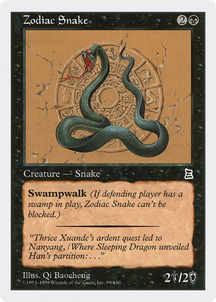 Zodiac Snake (PTK-099) [Oldschool] Portal Three Kingdoms MTG Single Wizards of the Coast