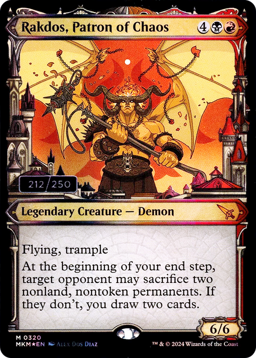 Rakdos, Patron of Chaos (Serial Numbered) (MKM-320) [Murders at Karlov Manor] Foil MTG Single Wizards of the Coast
