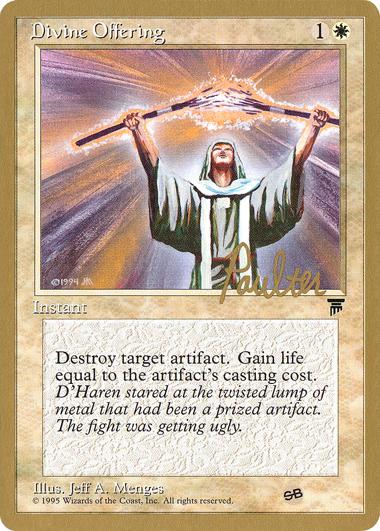 Divine Offering - 1996 Preston Poulter (LEG) (SB) (WCD-) [Misc] Pro Tour Collector Set MTG Single Wizards of the Coast