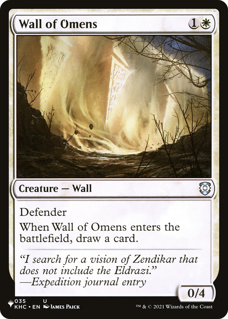 Wall of Omens (LIST-KHC-35) [Mystery Booster] The List MTG Single Wizards of the Coast