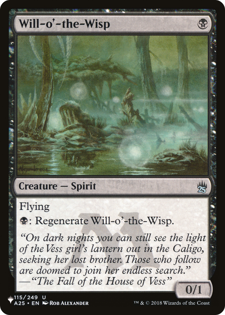 Will-o'-the-Wisp (PLST-A25-115) [Mystery Booster] The List MTG Single Wizards of the Coast