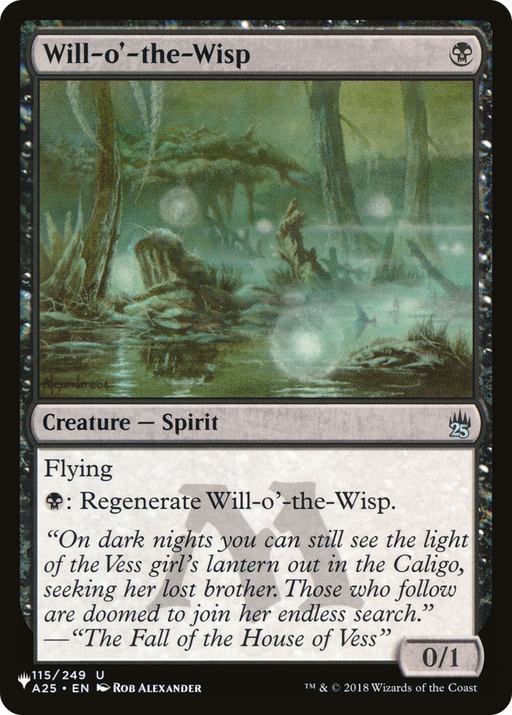 Will-o'-the-Wisp (PLST-A25-115) [Mystery Booster] The List MTG Single Wizards of the Coast
