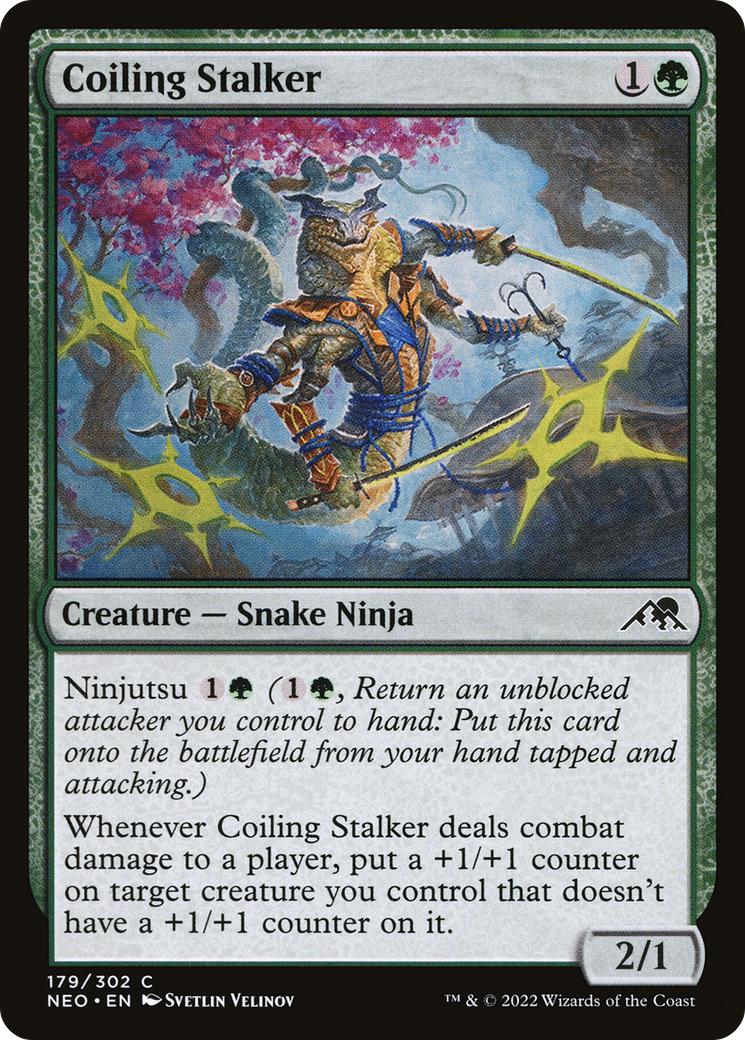 Coiling Stalker (NEO-179) [Kamigawa: Neon Dynasty] Foil MTG Single Wizards of the Coast