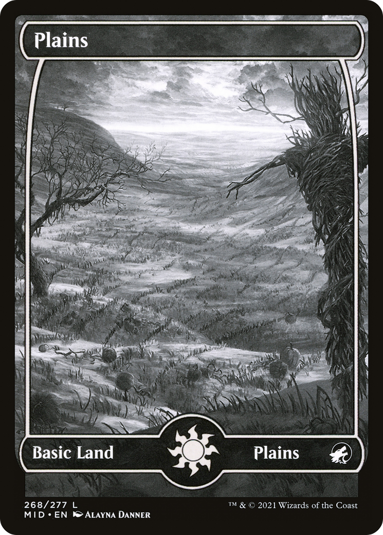 Plains (268) (MID-268) [Innistrad: Midnight Hunt] (Full Art, Showcase) Foil MTG Single Wizards of the Coast
