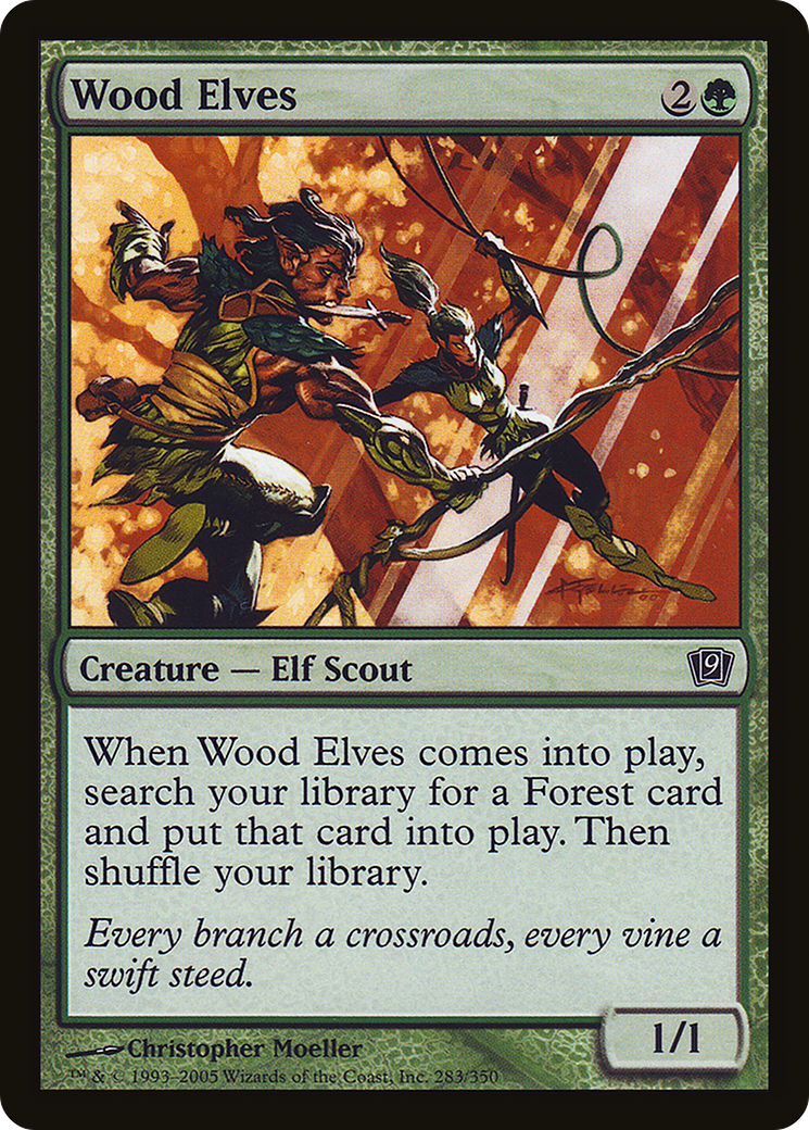 Wood Elves (9ED-283) [9th Edition] Foil MTG Single Wizards of the Coast