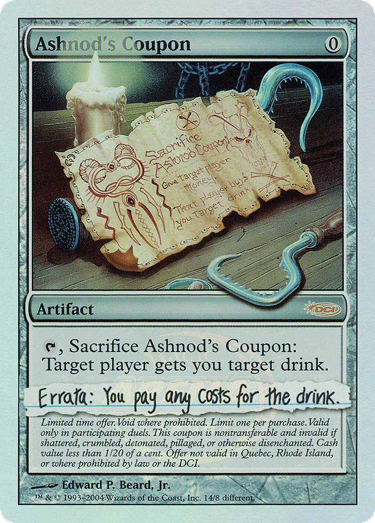 Ashnod's Coupon (ARENA-) [Misc] Arena League 2004 Foil MTG Single Wizards of the Coast