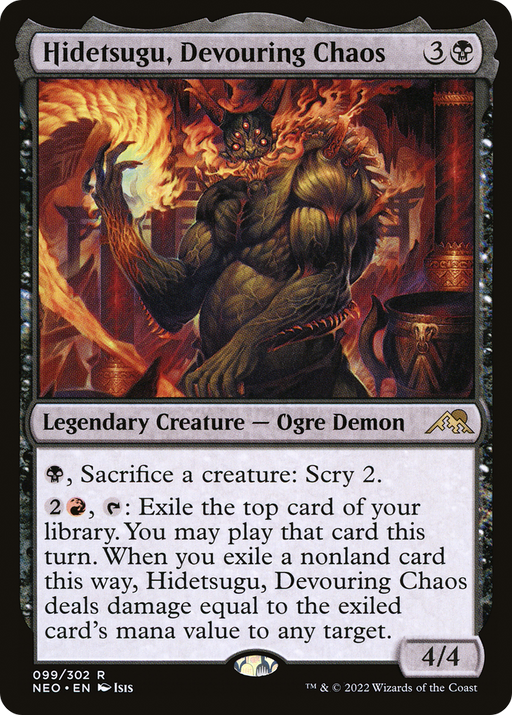 Hidetsugu, Devouring Chaos (NEO-099) [Kamigawa: Neon Dynasty] Foil MTG Single Wizards of the Coast