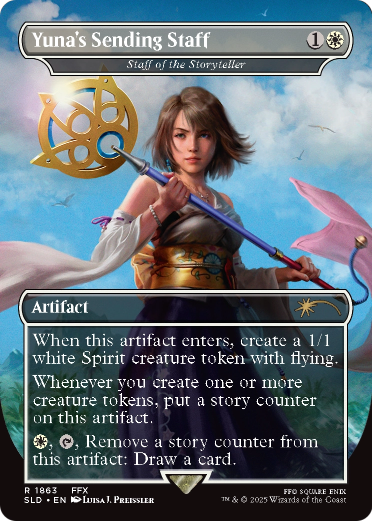 Yuna's Sending Staff - Staff of the Storyteller (SLD-1863) [Secret Lair] Drop (Borderless) Foil MTG Single Wizards of the Coast