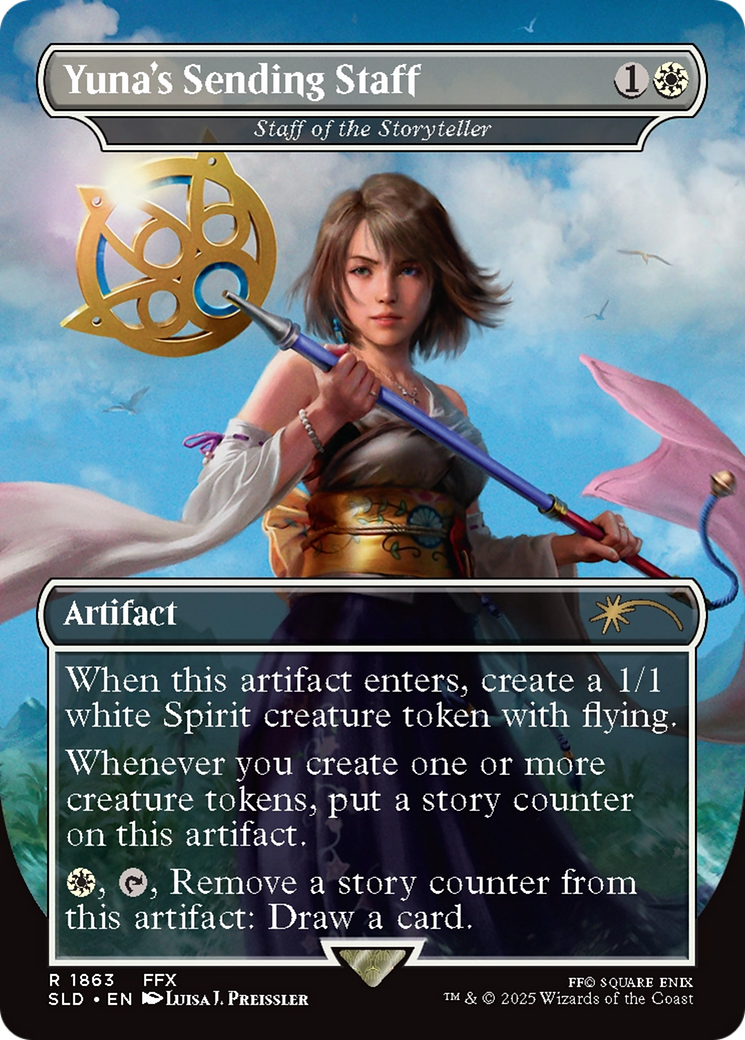 Staff of the Storyteller (SLD-1863) [Secret Lair] Drop / Yuna's Sending Staff (Borderless) MTG Single Wizards of the Coast