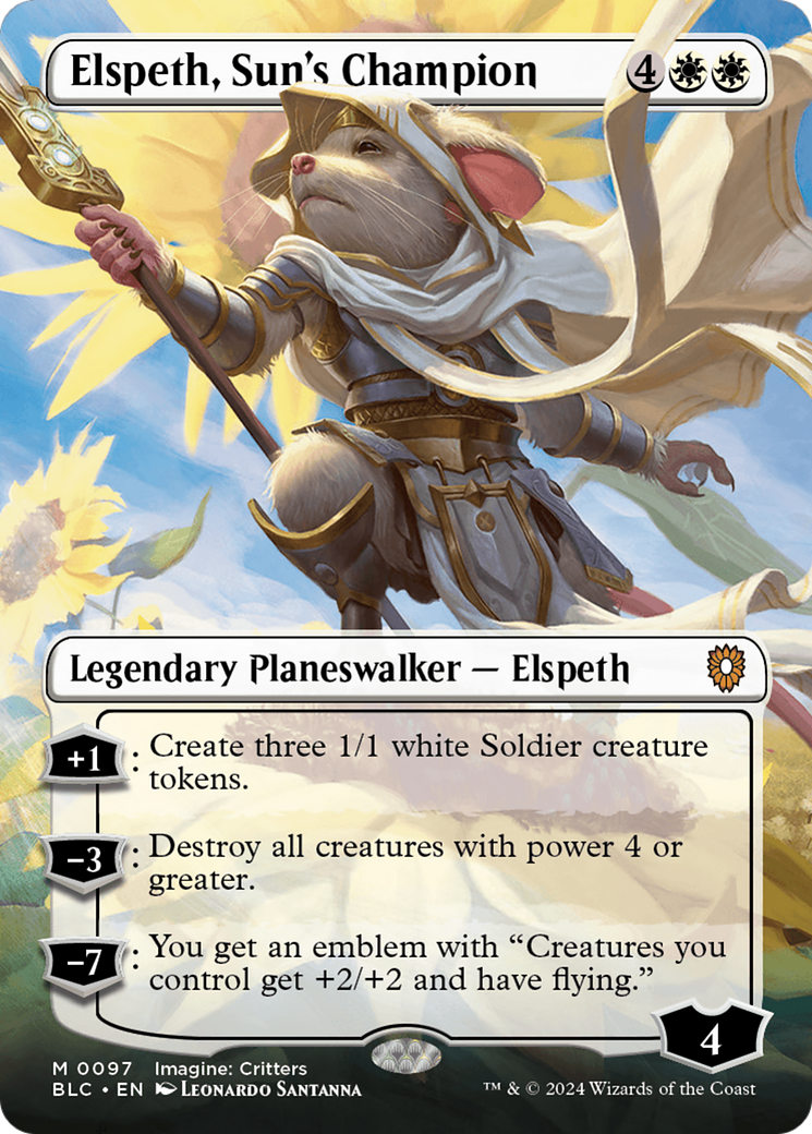 Elspeth, Sun's Champion (BLC-097) [Bloomburrow Commander] (Borderless) Foil MTG Single Wizards of the Coast