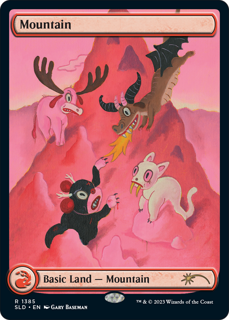 Mountain (1385) (SLD-1385) [Secret Lair] Drop (Full Art) Foil MTG Single Wizards of the Coast