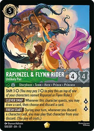 Rapunzel & Flynn Rider - Unlikely Pair (100/204) [Attack of the Vine] Cold Foil Lorcana Single Disney