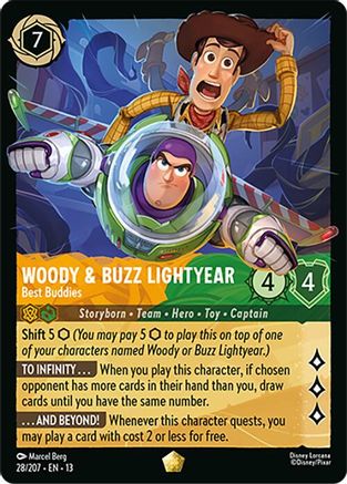 Woody & Buzz Lightyear - Best Buddies (28/204) [Attack of the Vine] Cold Foil Lorcana Single Disney