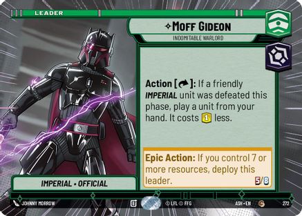 Moff Gideon - Indomitable Warlord (Hyperspace) (272) [Ashes of the Empire] Star Wars: Unlimited Single Disney