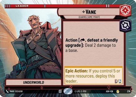 Vane - Quarrelsome Pirate (Hyperspace) (276) [Ashes of the Empire] Star Wars: Unlimited Single Disney