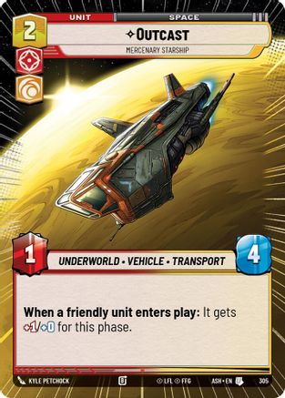 Outcast - Mercenary Starship (Hyperspace) (305) [Ashes of the Empire] Star Wars: Unlimited Single Disney