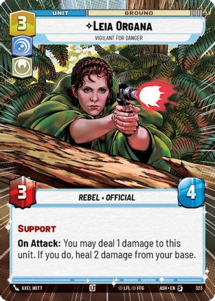 Leia Organa - Vigilant for Danger (Hyperspace) (323) [Ashes of the Empire] Star Wars: Unlimited Single Disney