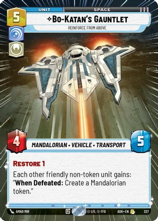 Bo-Katan's Gauntlet - Reinforce from Above (Hyperspace) (327) [Ashes of the Empire] Star Wars: Unlimited Single Disney