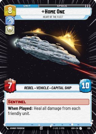 Home One - Heart of the Fleet (Hyperspace) (329) [Ashes of the Empire] Star Wars: Unlimited Single Disney
