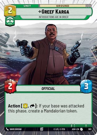 Greef Karga - Introductions are in Order (Hyperspace) (383) [Ashes of the Empire] Star Wars: Unlimited Single Disney