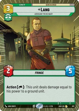 Lang - Arrogant Mercenary (Hyperspace) (387) [Ashes of the Empire] Star Wars: Unlimited Single Disney